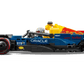 The LEGO® Speed Champions Oracle Red Bull Racing RB20 F1® Race Car by Legos - Toyhouse features authentic sponsor logos, blue and yellow colors, and detailed aerodynamic elements for Formula 1 fans.