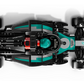 Top-down view of the LEGO® Speed Champions Mercedes-AMG F1® W15 Race Car by Legos - Toyhouse, showcasing black, teal, and silver details with authentic sponsor logos.