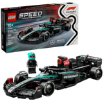 The LEGO® Speed Champions Mercedes-AMG F1® W15 Race Car by Legos - Toyhouse features a black and green Formula 1 car, driver minifigure with helmet, and 267 pieces. Ideal for builders aged 10+.