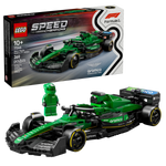 The Legos - Toyhouse LEGO® Speed Champions Aston Martin Aramco F1® AMR24 Race Car set includes a 2024-inspired race car, matching driver minifigure, and features the product box in the background.