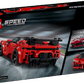 The LEGO® Speed Champions Ferrari SF90 XX Stradale Sports Car box from Legos - Toyhouse features images of the real Ferrari and branding on a racetrack-themed background.