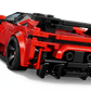 A red LEGO® Speed Champions Ferrari SF90 XX Stradale Sports Car by Legos - Toyhouse, shown from the rear with black accents, a spoiler, and detailed tail lights inspired by the iconic SF90 XX Stradale.