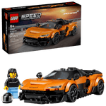 Legos - Toyhouse LEGO® Speed Champions McLaren W1 car toy features an orange and black design, includes a minifigure, and comes with a product box displaying age and piece count.