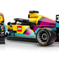 The LEGO® Speed Champions F1 ACADEMY™ LEGO® Race Car by Legos - Toyhouse features vibrant geometric patterns and includes a matching minifigure, ready for high-speed action on the F1 ACADEMY track.
