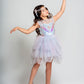 A young girl in the Tutu du Monde Girls’ Mermaid Magic Tutu Dress and matching headband poses with one arm raised, balancing on one foot against a soft, light background. A delicate sequin starfish accent brings an enchanting, ocean-inspired charm to her whimsical ensemble.