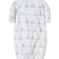 A white Kissy Kissy Pima cotton baby sleeping bag with a pattern of birds, trees, and Noah's adorable animal friends.