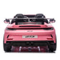 Rear view of the Freddo 24V Porsche 911 GT3 Pink 2 Seater Ride-On, featuring two seats, a rear spoiler, and “GT3” labels on the back and license plate. This stylish kids’ electric car is perfect for young drivers looking to cruise in style.