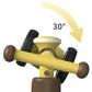 The Freddo Nature Navigator Balance Bike features a yellow and brown handlebar with black grips that can rotate 30 degrees to the right, highlighted by a large yellow arrow and degree symbol—perfect for encouraging sensory discovery as toddlers ride.