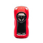 Top view of a small red Freddo Porsche 911 Carrera GT Foot-to-Floor Ride-On toy car with a steering wheel, resembling a sports car, on a white background.