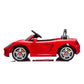 The Freddo 12V Porsche Carrera GT 1 Seater Ride-On, shown in red with a black interior, silver wheels, and a visible steering wheel, is displayed in profile against a white background; this motorized vehicle also includes a parental remote control for enhanced safety and convenience.