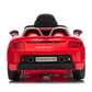 Rear view of a red Freddo 12V Porsche Carrera GT 1 Seater Ride-On toy car with black seats and detailed taillights, showcasing its motorized vehicle design, photographed against a white background.