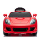 Front view of a red Freddo 12V Porsche Carrera GT 1 Seater Ride-On with headlights illuminated, styled to resemble a real sports car, displayed against a plain white background. This motorized ride-on features an authentic design and includes parental remote control for enhanced safety and convenience.