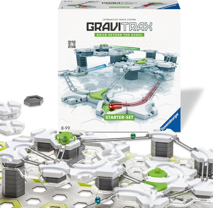 The GraviTrax: Starter Set by GraviTrax features an interactive marble run system with assorted track pieces and marbles—an engaging STEM educational toy for creative building fun.