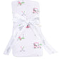 The Baby Golf Carts Ruffle Blanket by Angel Dear features golf-themed prints and a soft bamboo fabric, folded and tied with a white "Angel Dear" ribbon—perfect for snuggles or gifting to any little one.