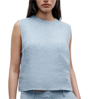 Cropped Muscle Hemp Denim Tank