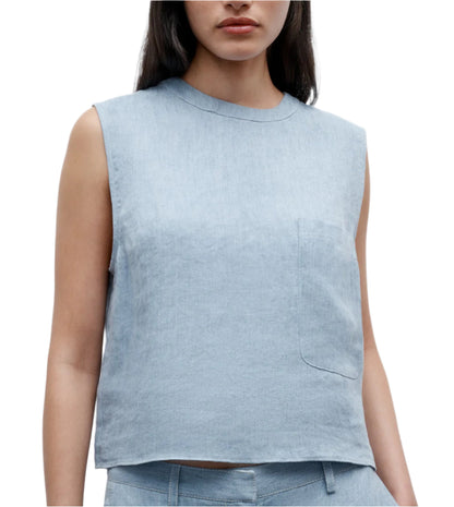 Cropped Muscle Hemp Denim Tank