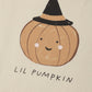 Featuring a charming illustration of a smiling pumpkin topped with a black witch hat and the phrase “LIL PUMPKIN” beneath, the Quincy Mae Baby Crewneck Bubble Romper Lil Pumpkin is perfect for keeping your little one cozy and stylish.