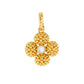 The Juliska Capucine De Wulf Berry Clover Double Sided Pendant features a gold flower design with textured petals, a smooth white center, and a twisted loop for easy attachment—crafted as a lucky charm.