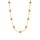 The Berry Clover Double Sided Necklace by Juliska Capucine De Wulf features a station chain with evenly spaced, double-sided four-leaf clover motifs along its length.