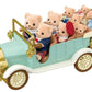 Calico Critters Classic Family Car features a light blue vehicle with gold accents, a white roof, and seating for up to 10 figures in three rows, complete with charming toy car accessories.
