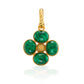 The Berry Clover Double Sided Pendant by Juliska Capucine De Wulf features four oval green stones in a floral clover design with a textured gold center and twisted bail—a stylish lucky charm displayed on a white background.