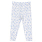 The Angel Dear Baby Girls' Waffle Ruffle Pullover & Rib Bow Applique with Rib Leggings features white ribbed leggings with a light blue floral and bow print—a comfy, stylish everyday choice.