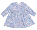 Angel Dear Baby Girls' and Girls' Jill Dress and Bloomer: a blue bamboo long-sleeve dress with floral print, rounded collar, front buttons, and matching diaper cover.