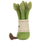 The Jellycat Amuseables Asparagus is a plush toy shaped like a bundle of green asparagus with a beige band and small brown tail, adding playful charm to any collection.