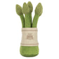 Jellycat’s Amuseables Asparagus is a plush toy shaped like asparagus spears bundled in beige cloth with a cute cat face, inspired by their whimsical collection.