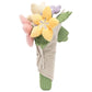 Jellycat Amuseables Bouquet of Flowers featuring multi-colored fabric flowers wrapped in tan fabric.