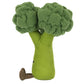The Amuseables Broccoli by Jellycat is a plush toy shaped like a broccoli stalk with two green florets and a small brown stem, perfect for adding whimsy to any collection.