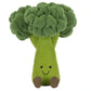 The Amuseables Broccoli by Jellycat is a plush toy with green textured florets, a smiling face, and small brown feet.