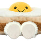 The Jellycat Amuseables Egglantine Egg on Toast is a plush toy with soft, fuzzy textures, neutral colors, and cute white feet—bringing cozy charm to any collection.