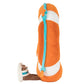 The Jellycat Life Ring is a plush toy shaped like an orange and white clownfish with attached brown and white sandals, part of the whimsical Amuseables collection.
