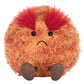 The Jellycat Amuseables Planet Mars is a round, fluffy orange plush toy with red fur eyebrows, black eyes, a sad frown, and small brown feet.