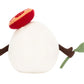Meet Jellycat’s Amuseables Mozzarella—a cute, white oval plush with brown arms, a red top, and a green leaf. This charming cheese is the ultimate gift for anyone who loves adorable foodie treats!.
