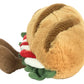 The Jellycat Amuseables Caprese Baguette is a plush toy shaped like a sandwich, featuring a brown bun, green lettuce, red tomato, and two adorable brown legs.
