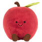 Meet the Amuseables Apple by Jellycat—a plush red apple with a brown stem, green leaf, little arms and legs, black eyes, and a stitched smile.