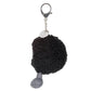 The Jellycat Amuseables Black Hole Bag Charm features a black fluffy pom-pom, a small gray fabric accent, silver clasp, and round metal tag—perfect as a quirky physics gift for science lovers.