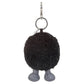 The Jellycat Amuseables Black Hole Bag Charm is a round, fluffy black keychain with glittery gray feet and a metal keyring—an ideal whimsical gift for space enthusiasts.