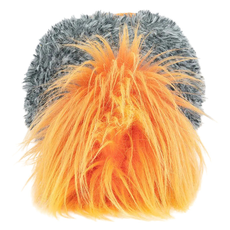 The Jellycat Amuseables Space Comet is a plush toy with grey fuzzy material on top and long, shaggy orange and yellow fur below, resembling a fluffy decorative item from the Amuseables collection.