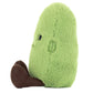 A plush toy shaped like a smiling edamame bean pod, shown from the side—part of the playful Jellycat Amuseables Soyella Edamame Bean collection.