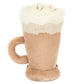 The Jellycat Amuseables Latte is a soft plush toy shaped like a mug of cappuccino, featuring a handle and white foam on top, with charming latte art details.