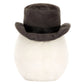 The Amuseables Boiled Egg Groom by Jellycat is a unique plush toy with a brown top hat and no visible facial features, shown against a white background.