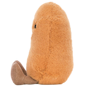 Amuseables Bean by Jellycat is a plush toy shaped like a brown potato, sitting upright with a small tail and one black eye—ready to be your cuddly companion.