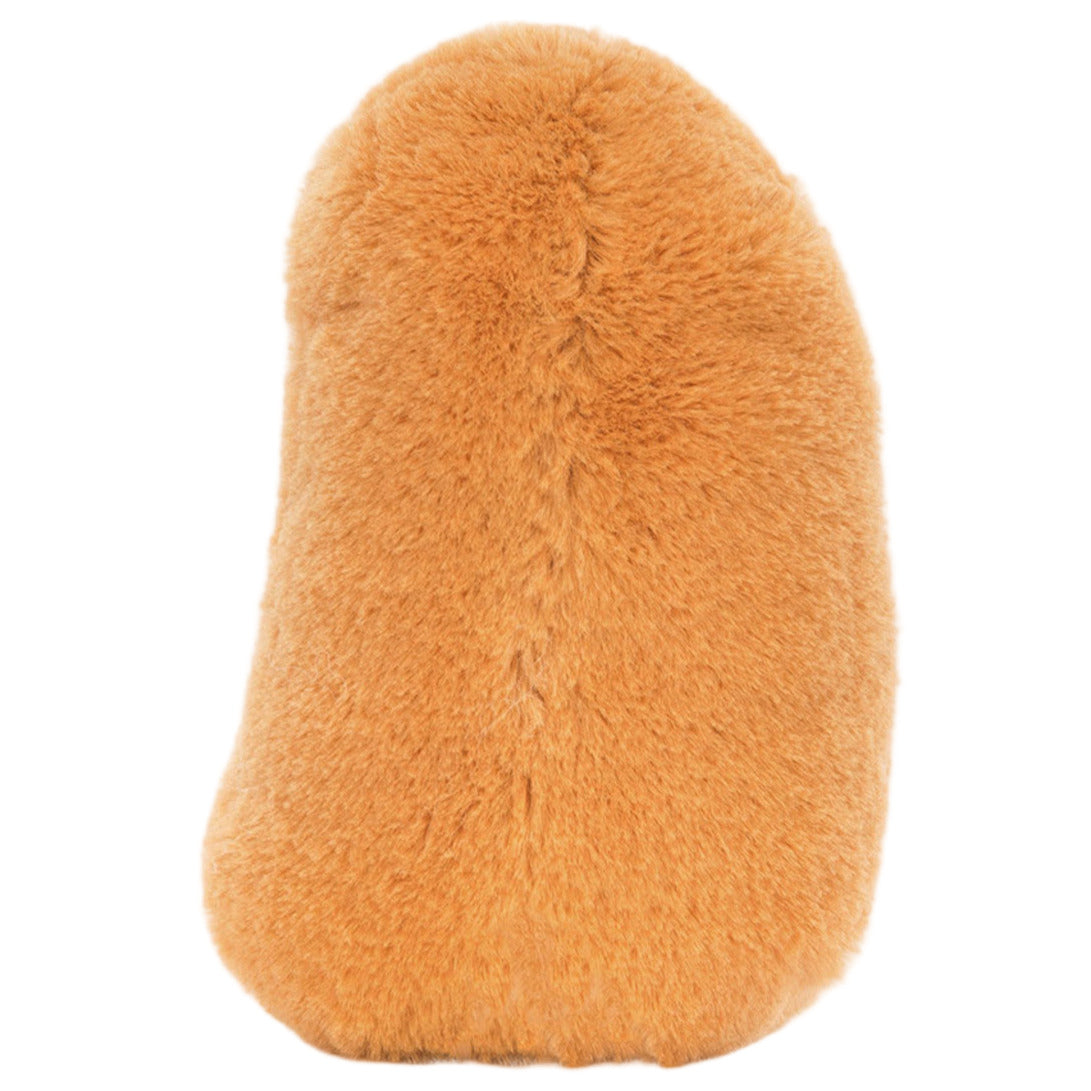 Jellycat's Amuseables Bean is a plush, oval-shaped toy with light brown, fluffy fur—photographed against a white background—making it an irresistible cuddly friend.