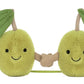 Jellycat’s Amuseables Pair of Olives are plush green companions with smiling faces, soft brown arms holding hands, and leafy tops—perfect best friend plushies for fun and friendship!.