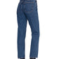 A person is seen from the back against a white background, wearing the Anine Bing Kate Jean—high-waisted jeans crafted from medium blue wash, regenerative cotton denim—paired with a white shirt and black heeled ankle boots.