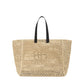 The Large Rio Tote by Anine Bing is a spacious woven seagrass straw bag with black handles and the signature monogram, shown against a plain white background.