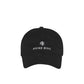 The Jeremy Baseball Cap by Anine Bing in black features a white embroidered logo and "AB ANINE BING" text on the front, plus an adjustable back strap, shown against a plain white background.